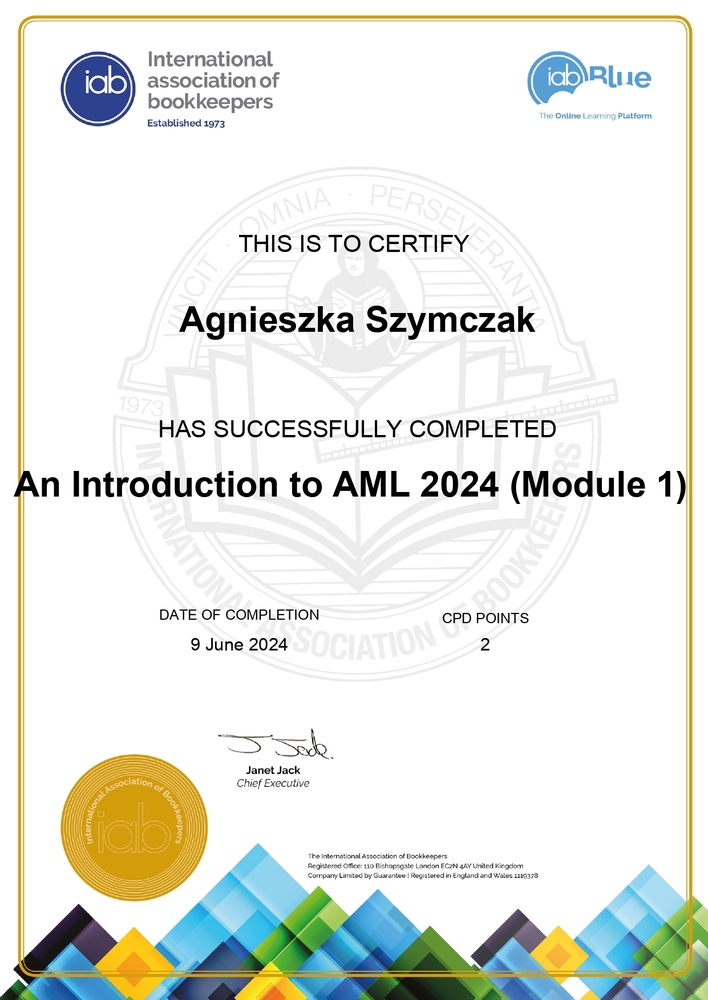 IAB - AML Introduction (Module 1) Certificate 2024